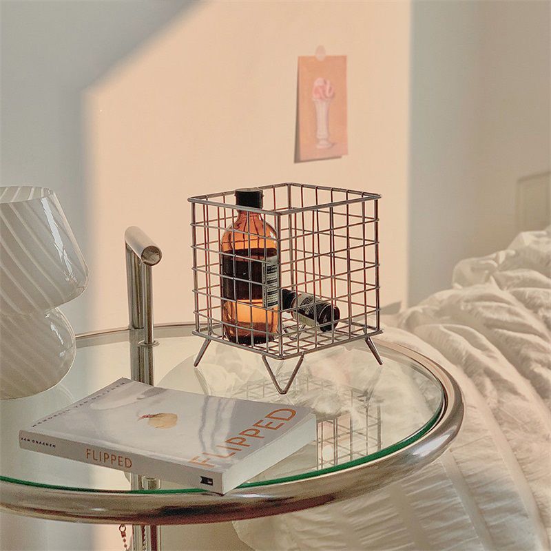 Storage Basket Stainless Steel Mesh Open Design Storage Container for Home Office Dorm Silver