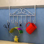 Over The Door Hook Rack Detachable 7 Hooks Door Hanger Organizer for Towels Handbags Coats White