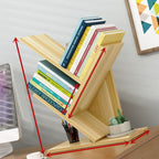 Tree Bookshelf Solid Wood Ingenious 3 Tier Space Saving Book Storage Organizer Shelves for Office Home School Light Walnut Color