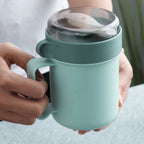 500ML Soup Cup Portable Steady Plastic Insulated Soup Containers with Lid and Spoon for Office School 500ML Green