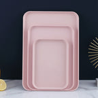 Kitchen Serving Tray Wheat Straw Rectangular Nordic Style Cupcake Fruit Snack Tea Tray for Home Office Restaurant Pink S (Approx. 25x17cm / 9.8x6.7in)