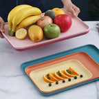 Kitchen Serving Tray Wheat Straw Rectangular Nordic Style Cupcake Fruit Snack Tea Tray for Home Office Restaurant Light Green S (Approx. 25x17cm / 9.8x6.7in)