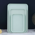Kitchen Serving Tray Wheat Straw Rectangular Nordic Style Cupcake Fruit Snack Tea Tray for Home Office Restaurant Light Green S (Approx. 25x17cm / 9.8x6.7in)