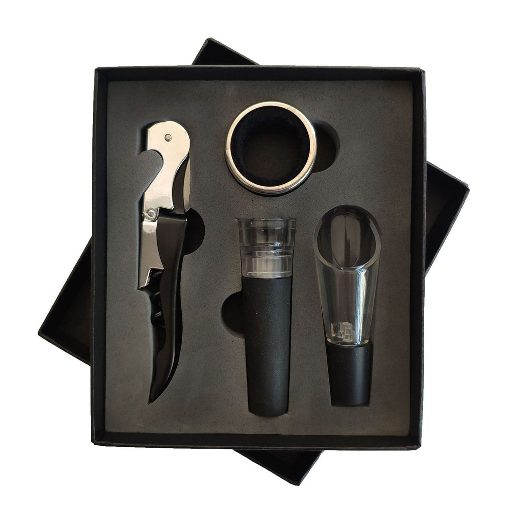 Wine Opener Set Rustproof Stainless Steel Exquisite Packaging Handle Corkscrew Kit for Home Bar Restaurant Gifts Black