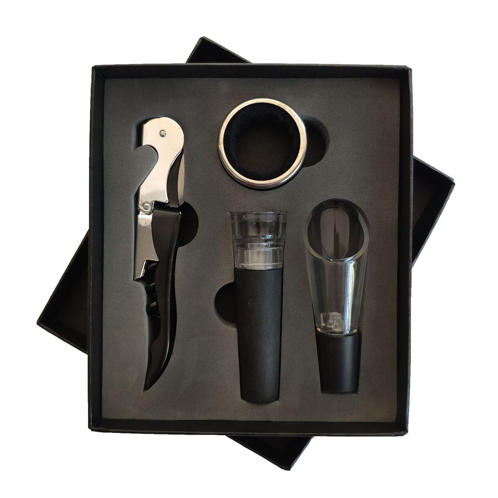 Wine Opener Set Rustproof Stainless Steel Exquisite Packaging Handle Corkscrew Kit for Home Bar Restaurant Gifts Black