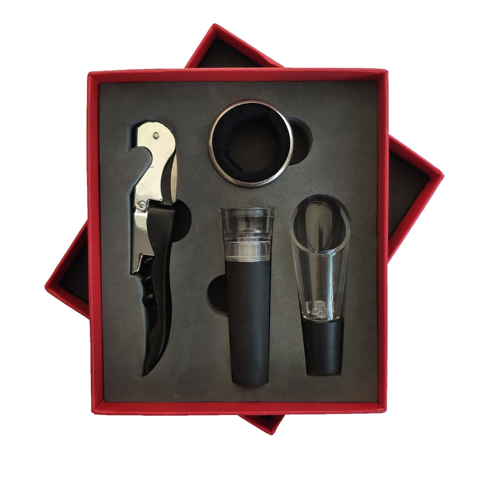 Wine Opener Set Rustproof Stainless Steel Exquisite Packaging Handle Corkscrew Kit for Home Bar Restaurant Gifts Red