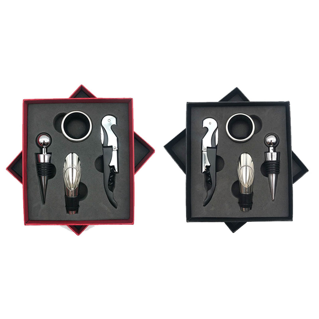 Wine Opener Set Rustproof Stainless Steel Exquisite Packaging Handle Corkscrew Kit for Home Bar Restaurant Gifts Red