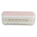 Silicone Ice Cube Mold BPA Free Square Ice Tray Storage Box with Lid for Household Pink