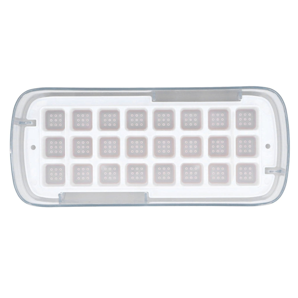 Silicone Ice Cube Mold BPA Free Square Ice Tray Storage Box with Lid for Household Pink