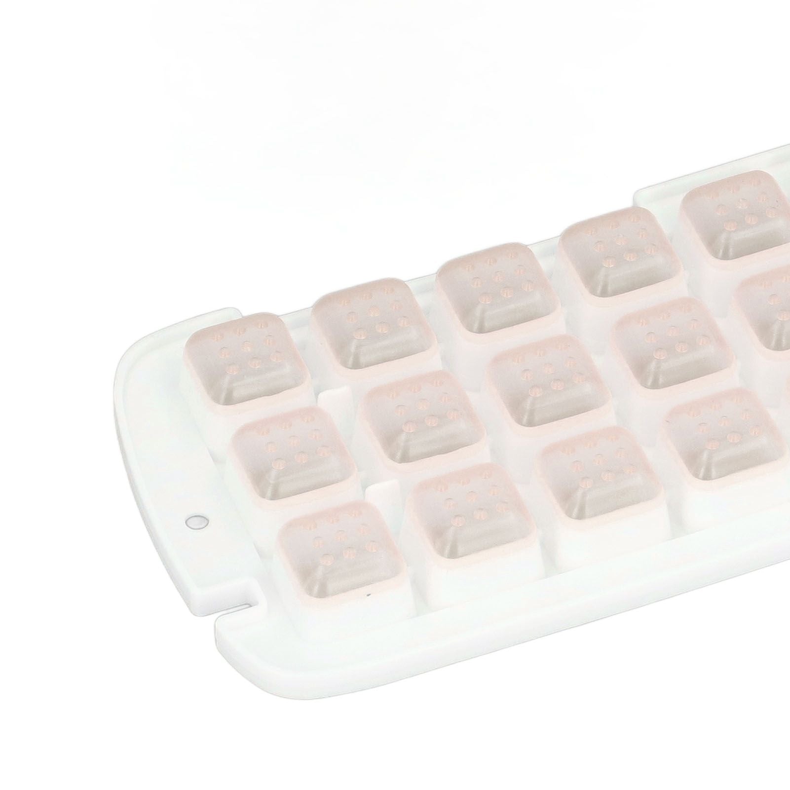 Silicone Ice Cube Mold BPA Free Square Ice Tray Storage Box with Lid for Household Pink