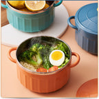 Noodles Bowl with Lid Binaural Noodles Bowl Home Dorm Student Covered Bowl Large Sapphire Blue