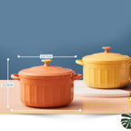 Noodles Bowl with Lid Binaural Noodles Bowl Home Dorm Student Covered Bowl Large Orange