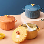 Noodles Bowl with Lid Binaural Noodles Bowl Home Dorm Student Covered Bowl Large Orange