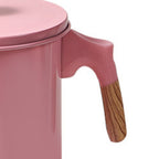 Oil Strainer Pot 1.4L Wood Grain Easy Operation No Rust Oil Storage Supplies Filter for Home Canteen Pink