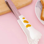 Kitchen Cooking Tong Cute Cat Paw Shape Stainless Steel Small Salad Barbecue Food Tong White M
