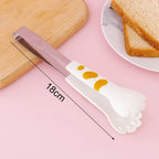 Kitchen Cooking Tong Cute Cat Paw Shape Stainless Steel Small Salad Barbecue Food Tong White M