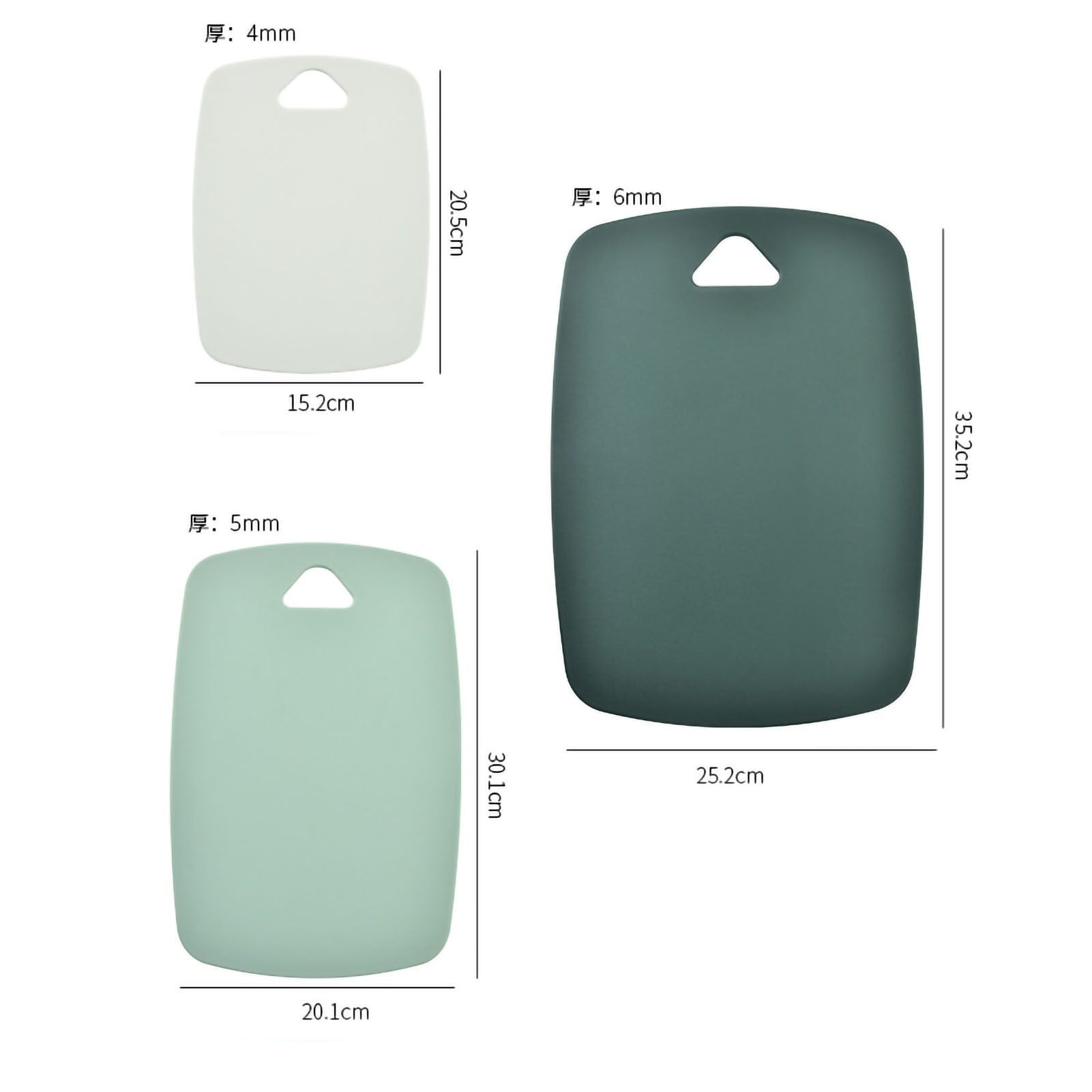 3pcs Cutting Board Set Safe PP Easy Grip Handles Multifunction Kitchen Chopping Board for Home Type 2 Square