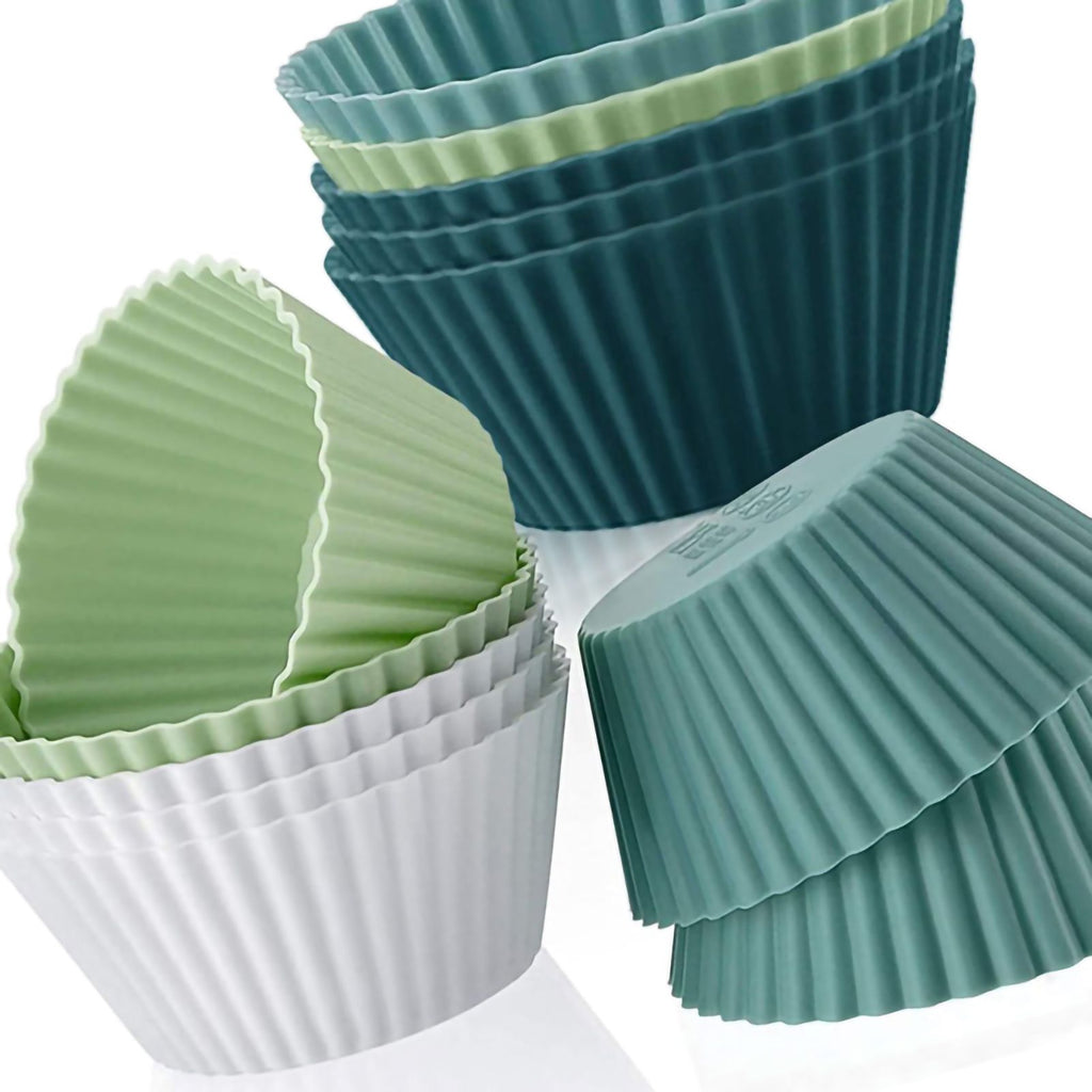 Muffin Cup Morandi Color Round Egg Tart Steamed Egg Silicone Complementary Food Mold 12Pcs