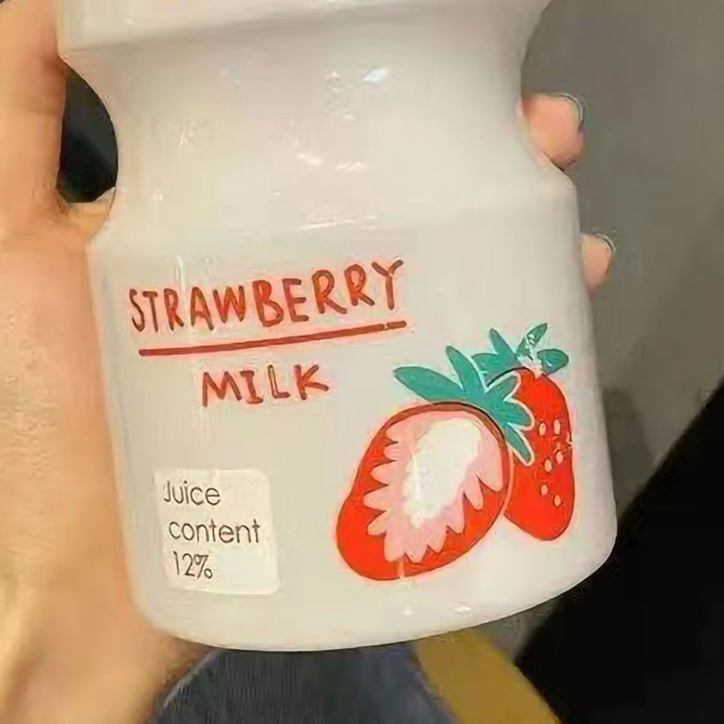 Portable Children Drinking Bottle with Strap PC Plastic Outdoor Water Cup Cute Fruit Pattern Red 480ML