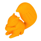Food Grade Silicone Squirrel Shape Tea Strainer Cute Squirrel Shaped Tea Infuser Filter Orange