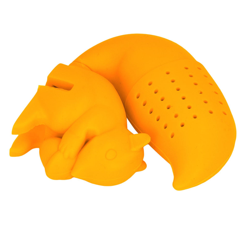 Food Grade Silicone Squirrel Shape Tea Strainer Cute Squirrel Shaped Tea Infuser Filter Orange