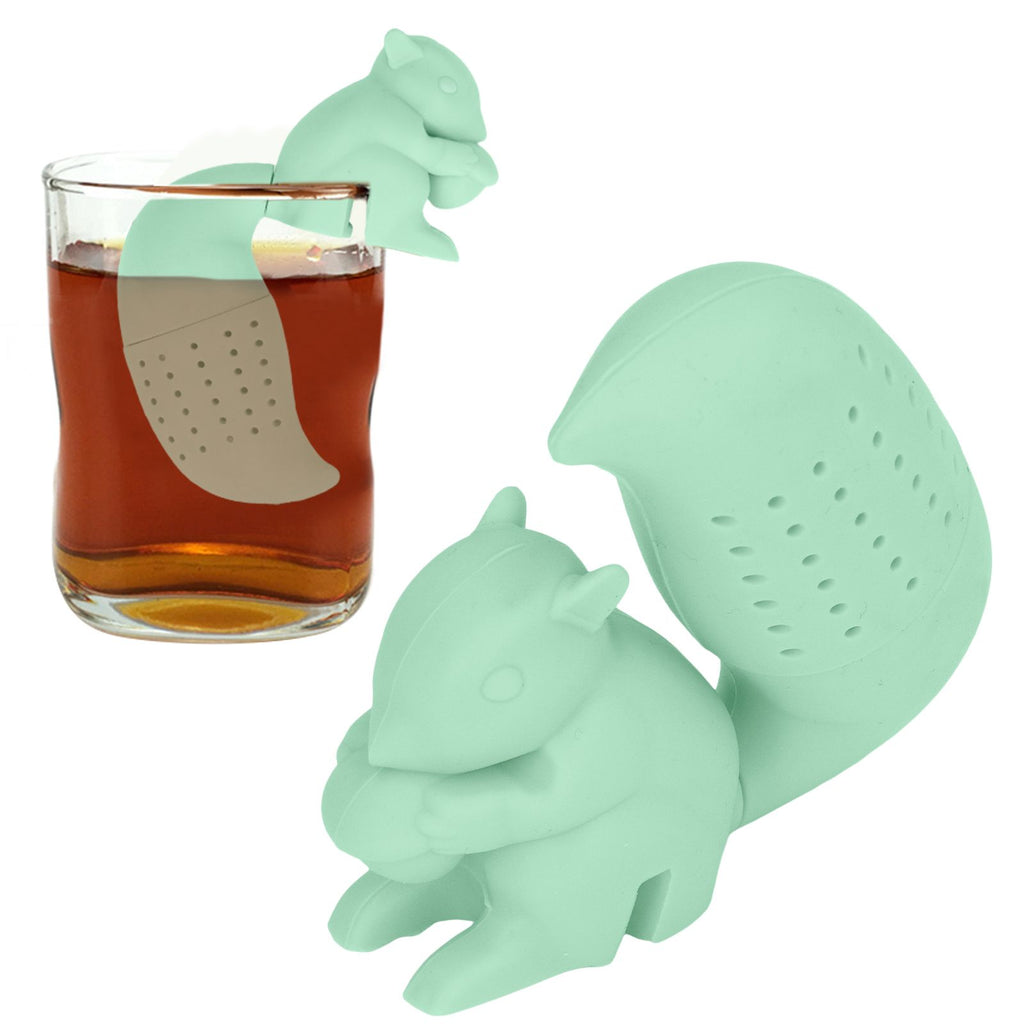Food Grade Silicone Squirrel Shape Tea Strainer Cute Squirrel Shaped Tea Infuser Filter Green