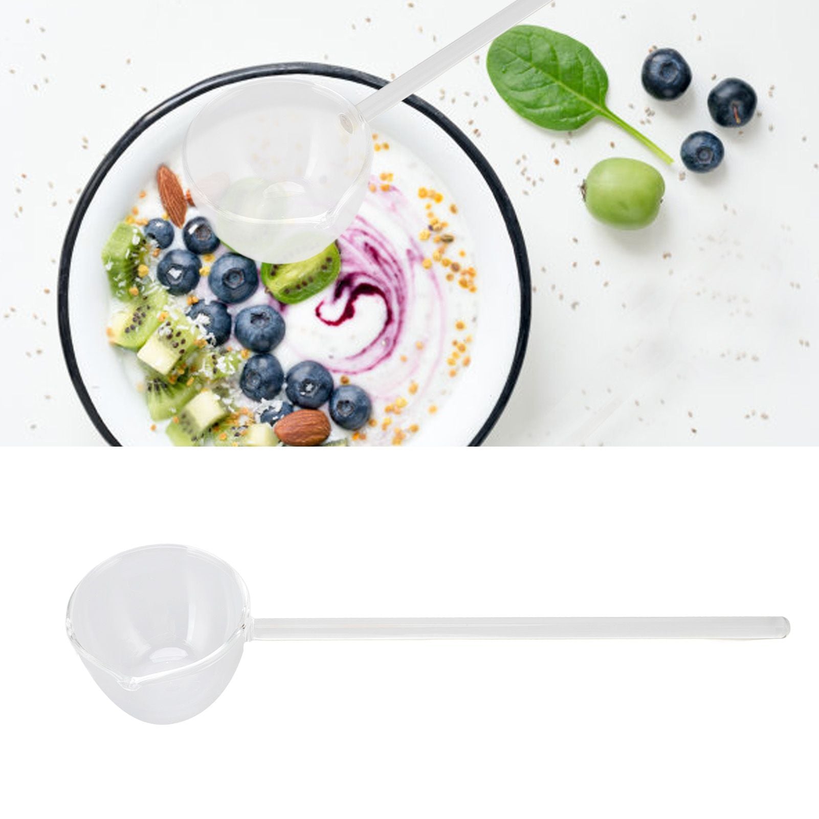 Glass Stirring Spoon High Temperature Resistance Simple 100ML Mixing Spoon Coffee Tea Spoon for Restaurants Home Transparent