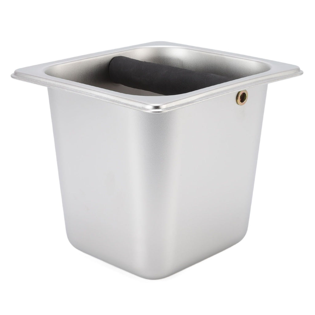 Stainless Steel Coffee Knocking Grounds Box with Rubber Rod Embeddable Coffee Dump Bin for Home Restaurant