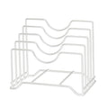 Chopping Board Storage Rack Iron 4 Slots Integrated Pot Lid Holder for Kitchen Countertop White