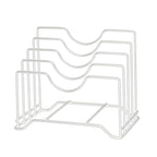 Chopping Board Storage Rack Iron 4 Slots Integrated Pot Lid Holder for Kitchen Countertop White
