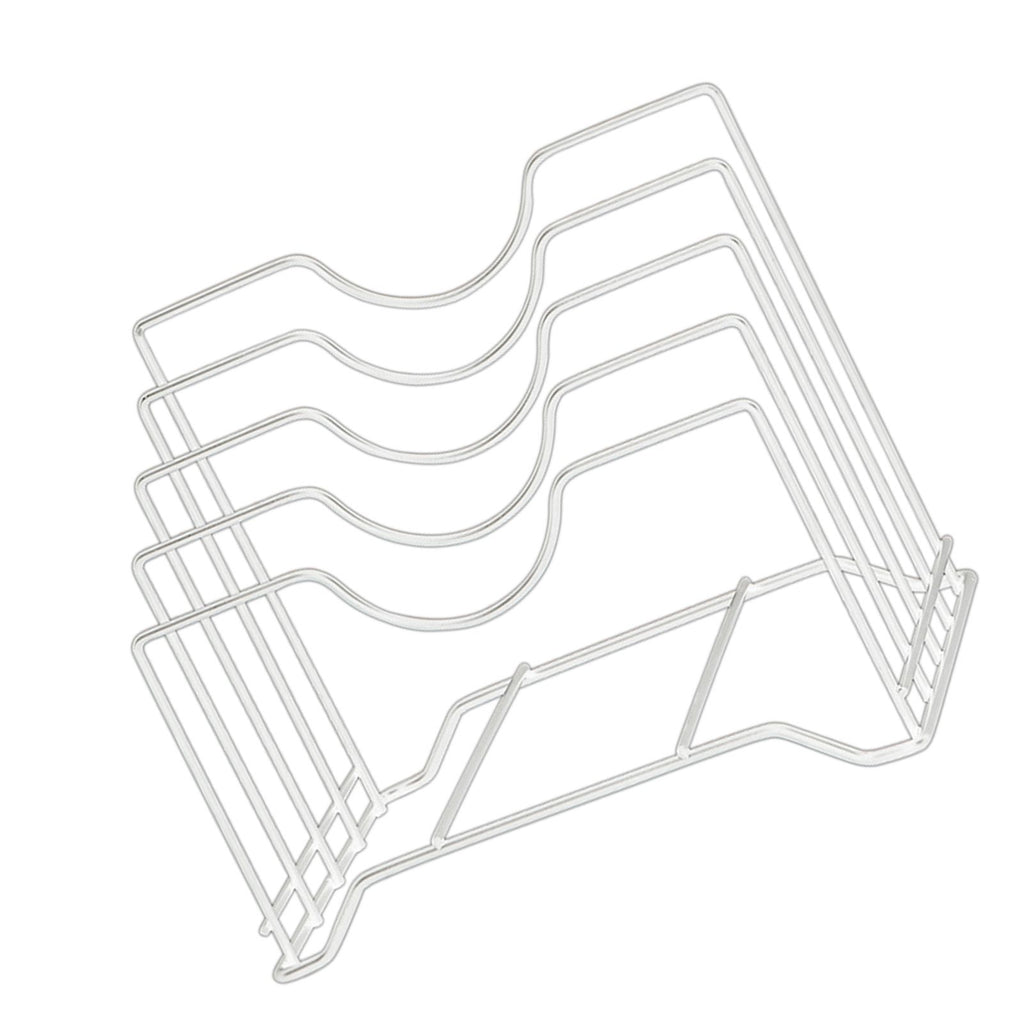 Chopping Board Storage Rack Iron 4 Slots Integrated Pot Lid Holder for Kitchen Countertop White