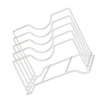 Chopping Board Storage Rack Iron 4 Slots Integrated Pot Lid Holder for Kitchen Countertop White
