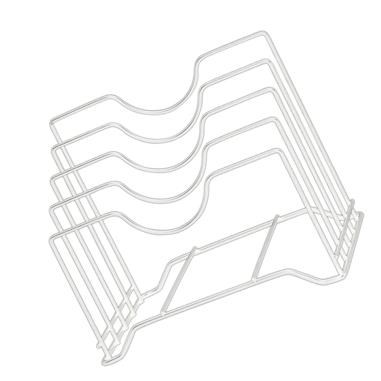 Chopping Board Storage Rack Iron 4 Slots Integrated Pot Lid Holder for Kitchen Countertop White