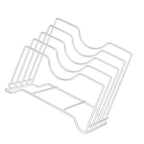 Chopping Board Storage Rack Iron 4 Slots Integrated Pot Lid Holder for Kitchen Countertop White