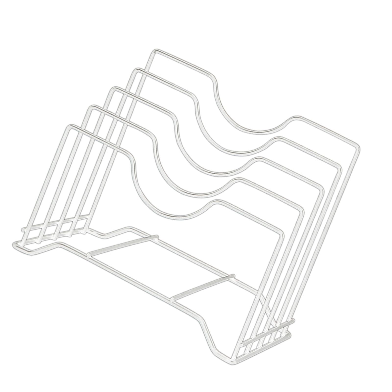 Chopping Board Storage Rack Iron 4 Slots Integrated Pot Lid Holder for Kitchen Countertop White