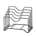 Chopping Board Storage Rack Iron 4 Slots Integrated Pot Lid Holder for Kitchen Countertop Black