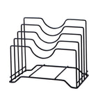 Chopping Board Storage Rack Iron 4 Slots Integrated Pot Lid Holder for Kitchen Countertop Black