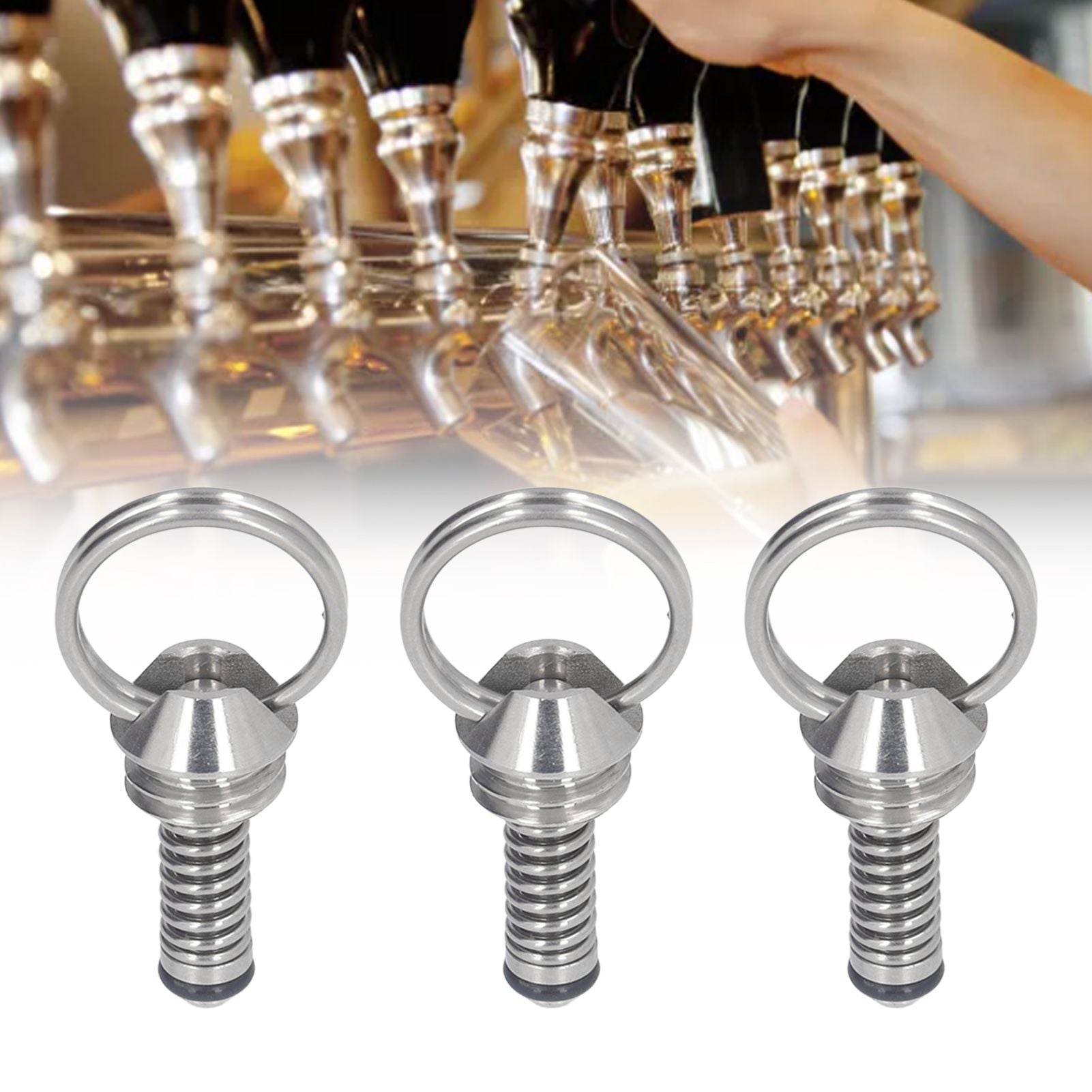 3PCS Beer Keg Relief Valve Replacement 304 Stainless Steel Keg Lid Pressure Release Valve