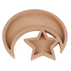 Eid Wooden Dessert Tray Cute Shape Multifunctional Ramadan Wood Moon Tray for Home Ramadan Party Garden Decor