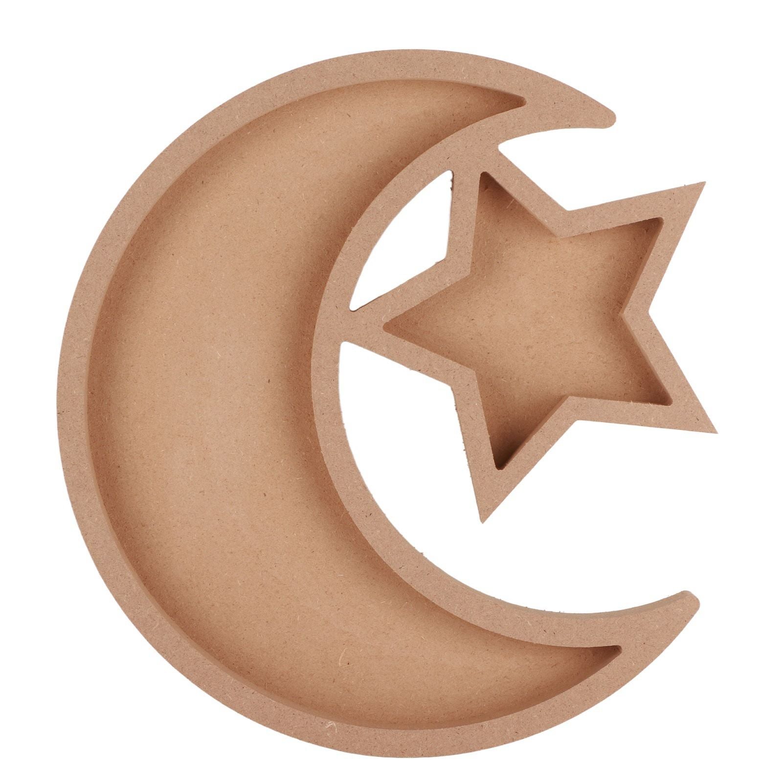 Eid Wooden Dessert Tray Cute Shape Multifunctional Ramadan Wood Moon Tray for Home Ramadan Party Garden Decor