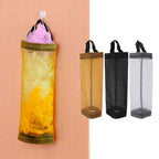 Grocery Bag Holder Large Capacity Durable Polyester Transparent Space Saving Trash Bag Holder for Home Kitchen Yellow