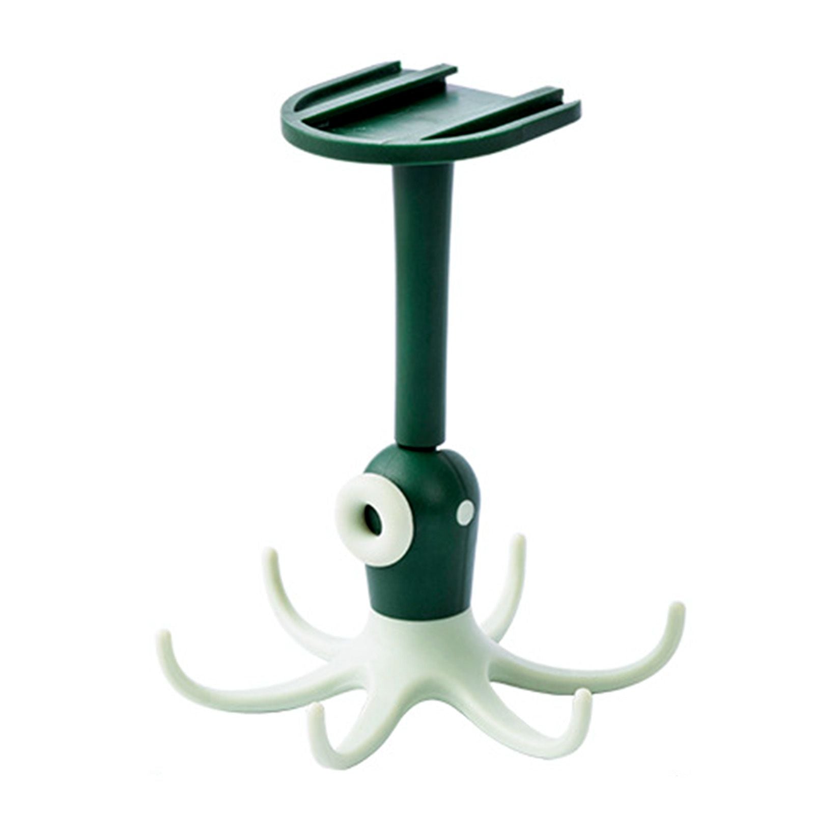 Kitchen Wall Mounted Hook Traceless 360 Degree Punch Free with 6 Hook Kitchen Utensil Hanger for Storage Green