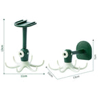 Kitchen Wall Mounted Hook Traceless 360 Degree Punch Free with 6 Hook Kitchen Utensil Hanger for Storage Green