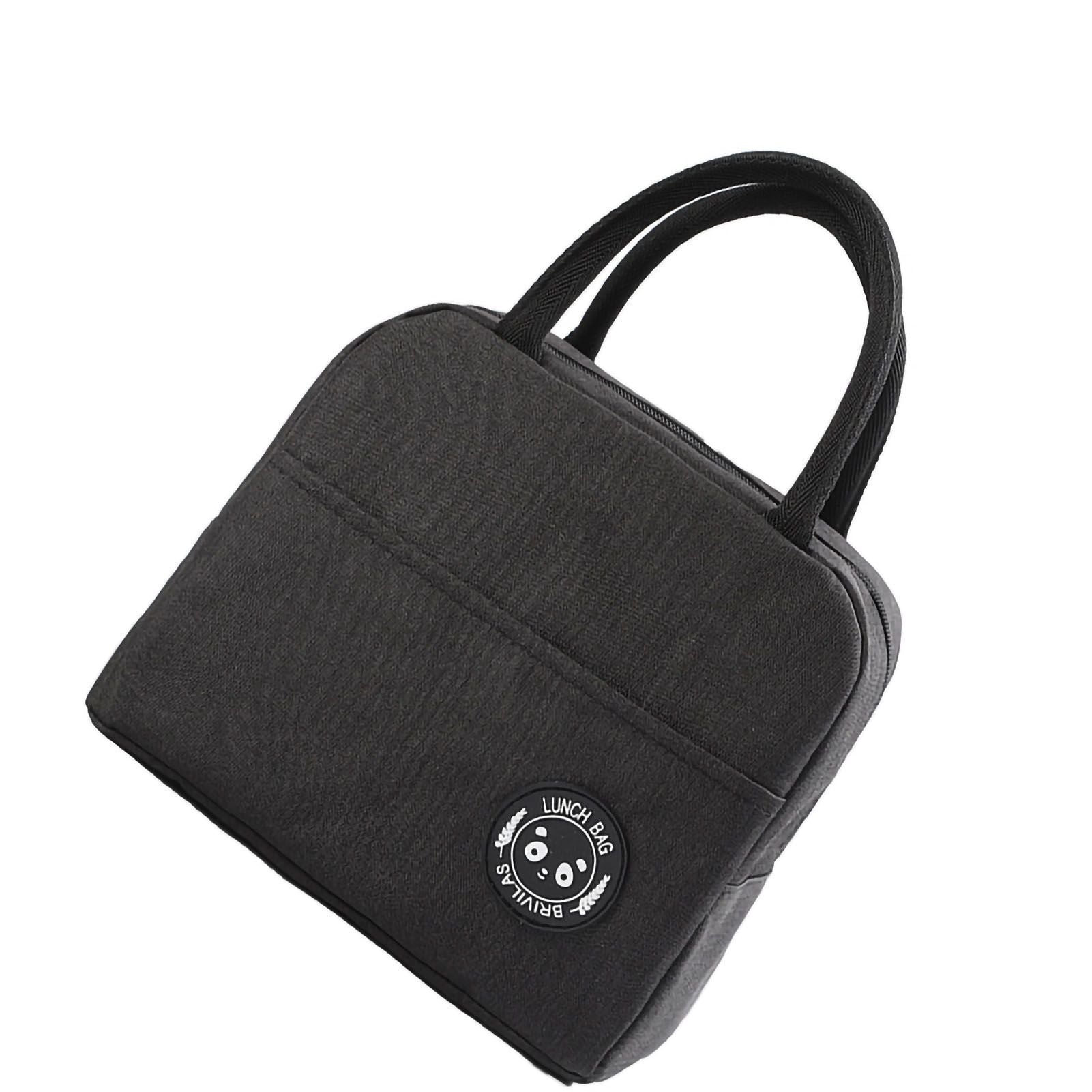Lunch Bag High Capacity Reusable Tote Heat Preservation Dinner Insulation Hangbag Black