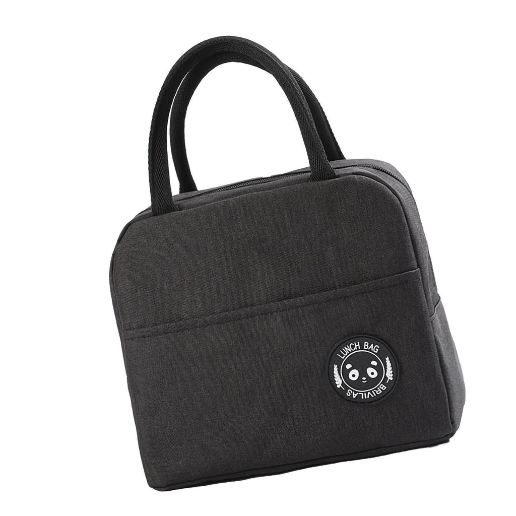 Lunch Bag High Capacity Reusable Tote Heat Preservation Dinner Insulation Hangbag Black