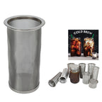 Cold Brew Coffee Filter Stainless Steel Reusable Wide Mouth Mesh Cylindrical Filter with White Gasket for Tea 8x15cm/3.15x5.91in