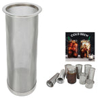 Cold Brew Coffee Filter Stainless Steel Reusable Wide Mouth Mesh Cylindrical Filter with White Gasket for Tea 8x21cm/3.15x8.27in