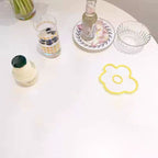 Acrylic Flower Coaster Heat Insulation Cute Flower Transparent Stable NonslipAcrylic Coasters Yellow