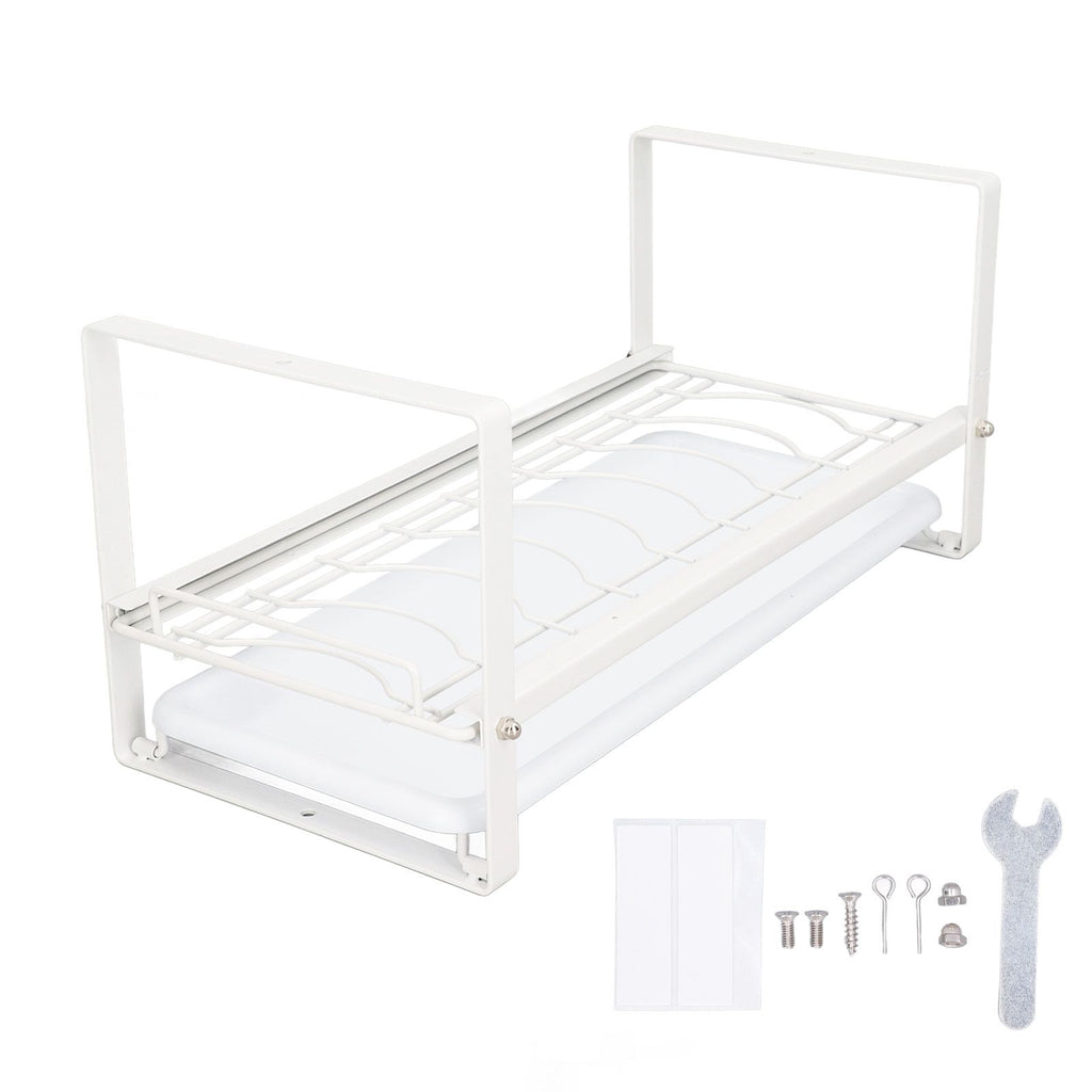 Kitchen Cabinet Storage Shelf Rack Bowls Dishes Plates Drainboard Holder Rustproof Nonslip for Counter Cupboard Pantry White