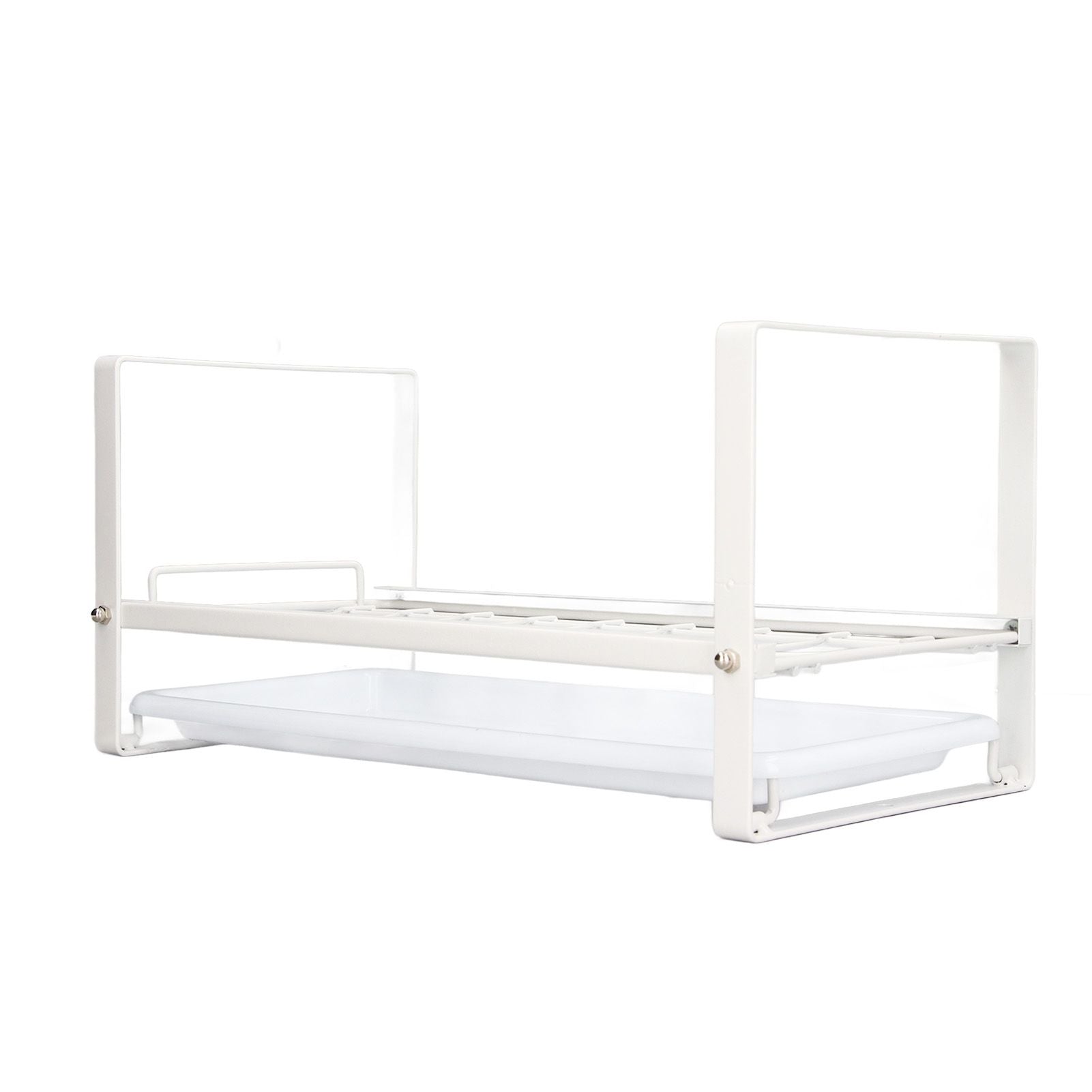 Kitchen Cabinet Storage Shelf Rack Bowls Dishes Plates Drainboard Holder Rustproof Nonslip for Counter Cupboard Pantry White